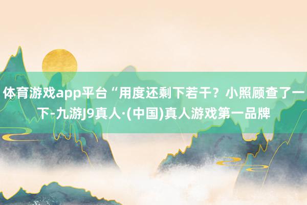 体育游戏app平台“用度还剩下若干？小照顾查了一下-九游J9真人·(中国)真人游戏第一品牌